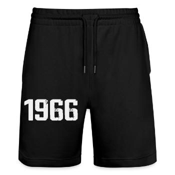 Legendary Since 1966 Vintage 1966 Retro 1966 - Stanley/Stella Trainer Unisex Organic Jogging Shorts - black - Front - Nik (191cm) & Marisol (170cm)