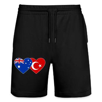 Cœur du drapeau de la Turquie australienne - Short de jogging bio TRAINER Stanley/Stella unisexe - noir - Devant - Nik (191cm) & Marisol (170cm)
