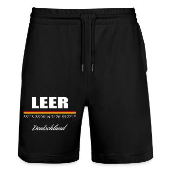 Leer - Stanley/Stella Unisex Bio Joggingshorts Trainer  - Schwarz - Vorne - Nik (191cm) & Marisol (170cm)
