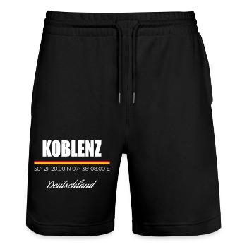 Koblenz - Stanley/Stella Trainer Unisex Organic Jogging Shorts - black - Front - Nik (191cm) & Marisol (170cm)