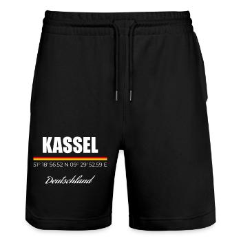Kassel - Stanley/Stella Unisex Bio Joggingshorts Trainer  - Schwarz - Vorne - Nik (191cm) & Marisol (170cm)