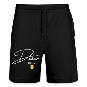 Dakar Senegal, elegant design Dakar - Stanley/Stella Trainer Unisex Organic Jogging Shorts - black - Front - Nik (191cm) & Marisol (170cm)