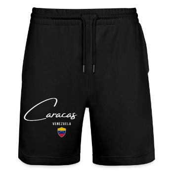 Caracas Venezuela, elegantes Design Caracas - Stanley/Stella Unisex Bio Joggingshorts Trainer  - Schwarz - Vorne - Nik (191cm) & Marisol (170cm)