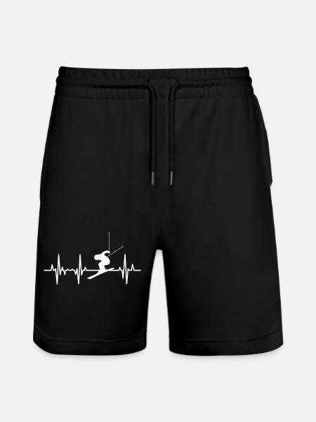 Skiing Heartbeat - Stanley/Stella Trainer Unisex Organic Jogging Shorts - black