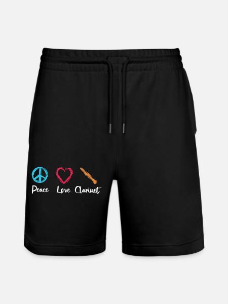 Peace Love Clarinet - Stanley/Stella Trainer Unisex Organic Jogging Shorts - black