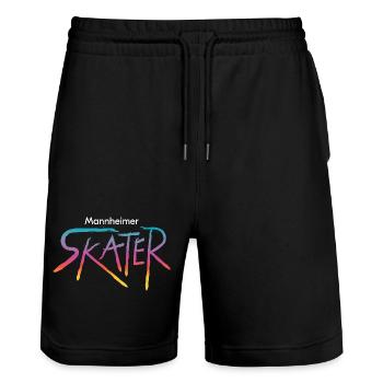Art de rue Skater rétro coloré en dégradé - Short de jogging bio TRAINER Stanley/Stella unisexe - noir - Devant - Nik (191cm) & Marisol (170cm)