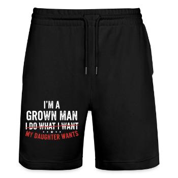 Meine Tochter entscheidet alles für mich - Stanley/Stella Unisex Bio Joggingshorts Trainer  - Schwarz - Vorne - Nik (191cm) & Marisol (170cm)