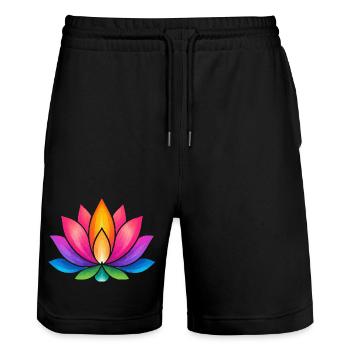 Glowing Lotus Flower Color Explosion - Stanley/Stella Trainer Unisex Organic Jogging Shorts - black - Front - Nik (191cm) & Marisol (170cm)