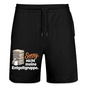 Sorry Nicht Meine Entgeltgruppe Beamte TVöD Büro - Stanley/Stella Unisex Bio Joggingshorts Trainer  - Schwarz - Vorne - Nik (191cm) & Marisol (170cm)
