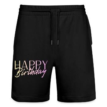 Bon anniversaire - Short de jogging bio TRAINER Stanley/Stella unisexe - noir - Devant - Nik (191cm) & Marisol (170cm)