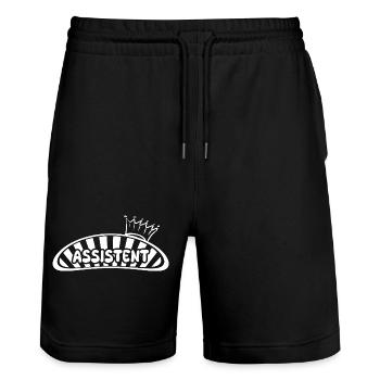 Assistant as a job - Stanley/Stella Trainer Unisex Organic Jogging Shorts - black - Front - Nik (191cm) & Marisol (170cm)