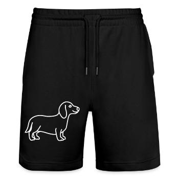 Dachshund white - Stanley/Stella Trainer Unisex Organic Jogging Shorts - black - Front - Nik (191cm) & Marisol (170cm)