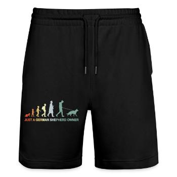 Evolution German Shepherd Owner - Stanley/Stella Trainer Unisex Organic Jogging Shorts - black - Front - Nik (191cm) & Marisol (170cm)