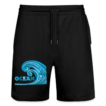The wave - Stanley/Stella Trainer Unisex Organic Jogging Shorts - black - Front - Nik (191cm) & Marisol (170cm)