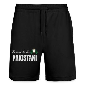 Proud Pakistani, I love Pakistan - Stanley/Stella Trainer Unisex Organic Jogging Shorts - black - Front - Nik (191cm) & Marisol (170cm)