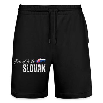 Fier Slovaque, j’aime la Slovaquie - Short de jogging bio TRAINER Stanley/Stella unisexe - noir - Devant - Nik (191cm) & Marisol (170cm)