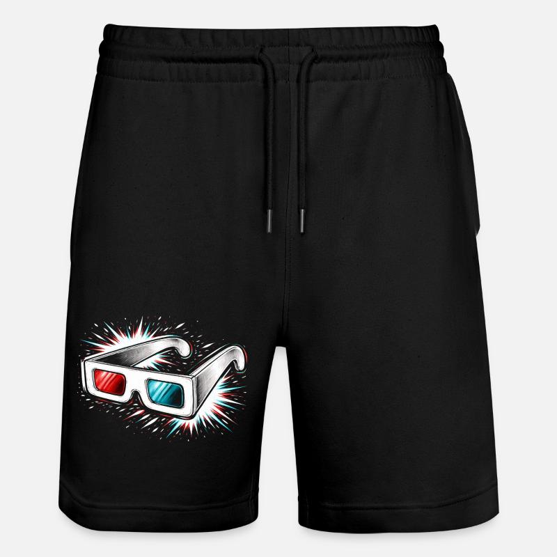 3D Glasses Retro Cinema Design - Stanley/Stella Trainer Unisex Organic Jogging Shorts - black