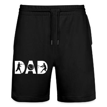 tennis dad Papa Tennis Vater Tennis - Stanley/Stella Unisex Bio Joggingshorts Trainer  - Schwarz - Vorne - Nik (191cm) & Marisol (170cm)