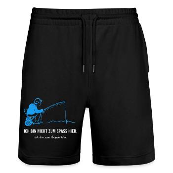 Ich bin nicht zum Spaß hier zum Angeln - Lustiger  - Stanley/Stella Unisex Bio Joggingshorts Trainer  - Schwarz - Vorne - Nik (191cm) & Marisol (170cm)