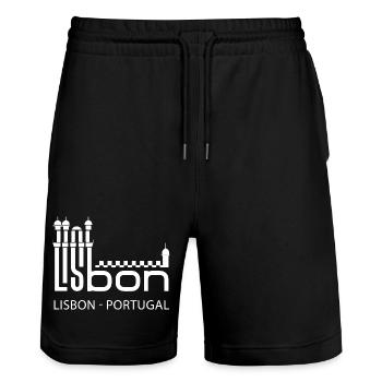 Lisbonne, Portugal, Tour de Belém, touristes portugais - Short de jogging bio TRAINER Stanley/Stella unisexe - noir - Devant - Nik (191cm) & Marisol (170cm)