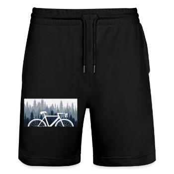 Bicycle Forest Nature Mountain Bike - Stanley/Stella Trainer Unisex Organic Jogging Shorts - black - Front - Nik (191cm) & Marisol (170cm)