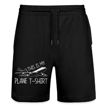 Airplane Flight Pilot Airplane Airline - Stanley/Stella Trainer Unisex Organic Jogging Shorts - black - Front - Nik (191cm) & Marisol (170cm)