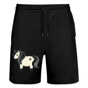 Gothic Kawaii Einhorn - Stanley/Stella Unisex Bio Joggingshorts Trainer  - Schwarz - Vorne - Nik (191cm) & Marisol (170cm)