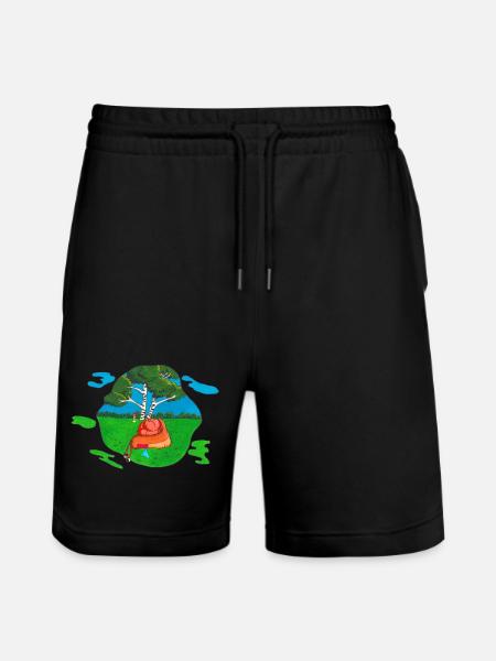 Mushroom for back - Stanley/Stella Trainer Unisex Organic Jogging Shorts - black