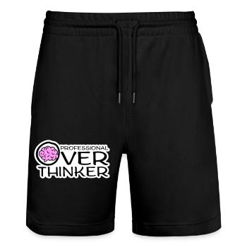 Professional Overthinker Funny Brooding Anxiety Logo - Stanley/Stella Trainer Unisex Organic Jogging Shorts - black - Front - Nik (191cm) & Marisol (170cm)