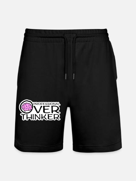 Professional Overthinker Funny Brooding Anxiety Logo - Stanley/Stella Trainer Unisex Organic Jogging Shorts - black