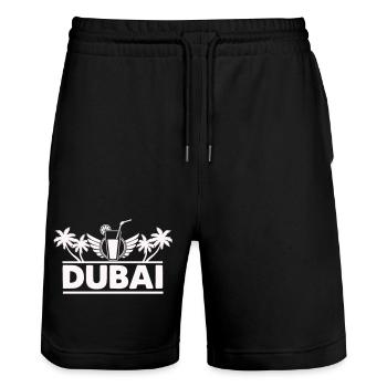 Dubai Palmen Getränk Logo - Stanley/Stella Unisex Bio Joggingshorts Trainer  - Schwarz - Vorne - Nik (191cm) & Marisol (170cm)