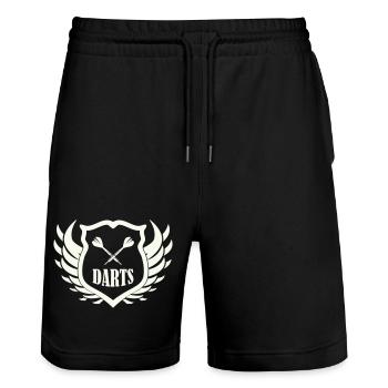 darts_shield - Stanley/Stella Unisex Bio Joggingshorts Trainer  - Schwarz - Vorne - Nik (191cm) & Marisol (170cm)