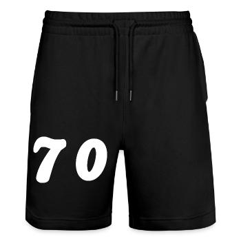 70. 70 ANS. 70e ANNIVERSAIRE. ANNIVERSAIRE 70 ANS. - Short de jogging bio TRAINER Stanley/Stella unisexe - noir - Devant - Nik (191cm) & Marisol (170cm)