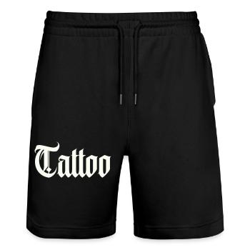 Tattoo - Stanley/Stella Trainer Unisex Organic Jogging Shorts - black - Front - Nik (191cm) & Marisol (170cm)