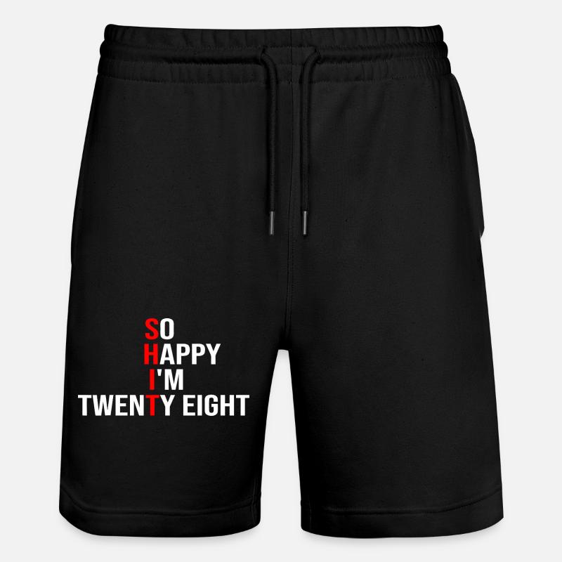 So Happy I'm Twenty Eight - Stanley/Stella Trainer Unisex Organic Jogging Shorts - black
