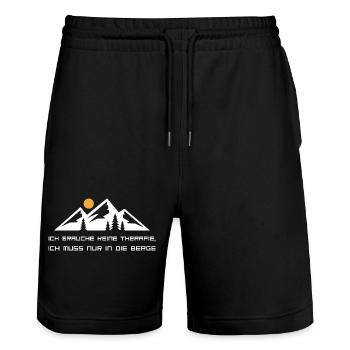 Keine Therapie ich muss in die Berge Wandern Desig - Stanley/Stella Unisex Bio Joggingshorts Trainer  - Schwarz - Vorne - Nik (191cm) & Marisol (170cm)