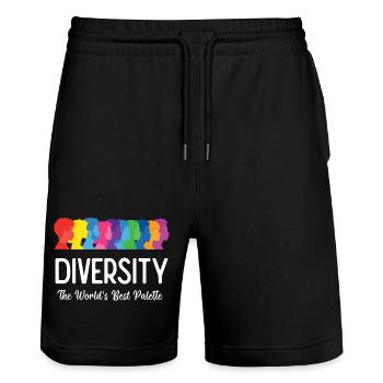 LGBT-Pride-Monat – Vielfalt. Der beste Freund der Welt - Stanley/Stella Unisex Bio Joggingshorts Trainer  - Schwarz - Vorne - Nik (191cm) & Marisol (170cm)