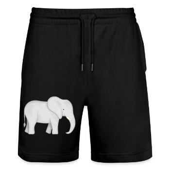 Weißer Elefant Zeichnung - Stanley/Stella Unisex Bio Joggingshorts Trainer  - Schwarz - Vorne - Nik (191cm) & Marisol (170cm)