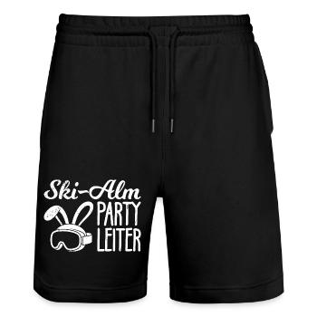 Skier SKI-ALM PARTY LADDER FUNNY - Stanley/Stella Trainer Unisex Organic Jogging Shorts - black - Front - Nik (191cm) & Marisol (170cm)