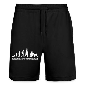 Veterinary Development - Stanley/Stella Trainer Unisex Organic Jogging Shorts - black - Front - Nik (191cm) & Marisol (170cm)