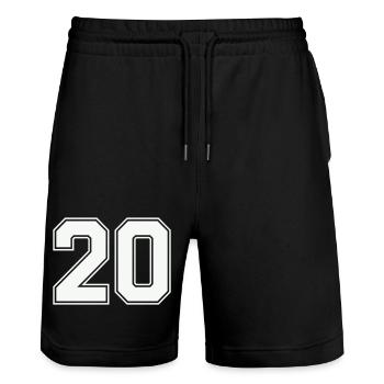 20- - Stanley/Stella Trainer Unisex Organic Jogging Shorts - black - Front - Nik (191cm) & Marisol (170cm)