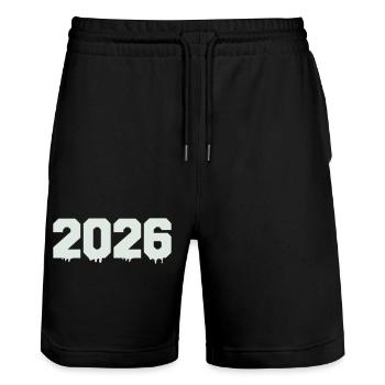 2026 - Stanley/Stella Trainer Unisex Organic Jogging Shorts - black - Front - Nik (191cm) & Marisol (170cm)
