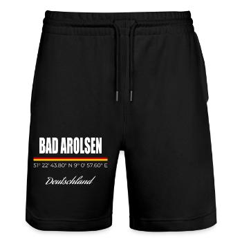 Bad Arolsen - Stanley/Stella Unisex Bio Joggingshorts Trainer  - Schwarz - Vorne - Nik (191cm) & Marisol (170cm)