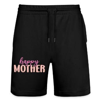 Mère heureuse - Short de jogging bio TRAINER Stanley/Stella unisexe - noir - Devant - Nik (191cm) & Marisol (170cm)