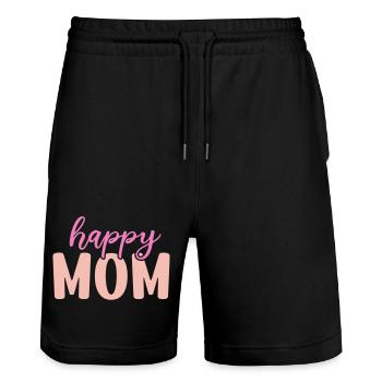 Maman heureuse - Short de jogging bio TRAINER Stanley/Stella unisexe - noir - Devant - Nik (191cm) & Marisol (170cm)