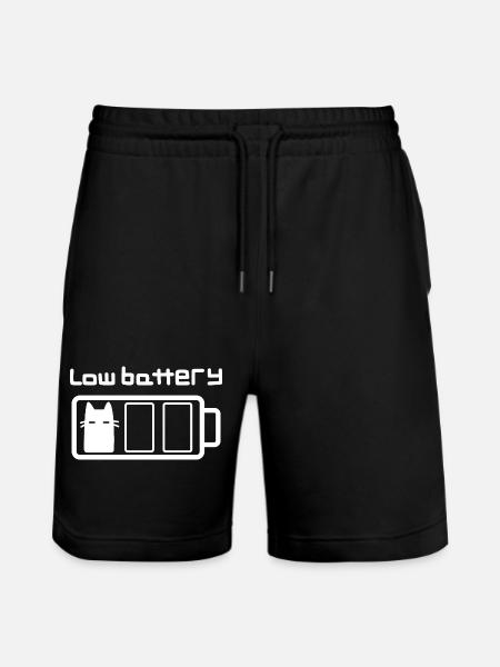 Low battery cat - Stanley/Stella Trainer Unisex Organic Jogging Shorts - black