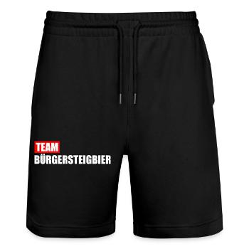 Team Bürgersteigbier Ortskontrollfahrt OKF - Stanley/Stella Unisex Bio Joggingshorts Trainer  - Schwarz - Vorne - Nik (191cm) & Marisol (170cm)