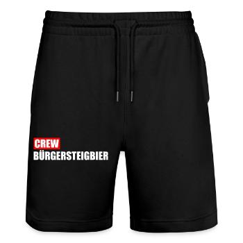 Crew Bürgersteigbier Ortskontrollfahrt OKF - Stanley/Stella Unisex Bio Joggingshorts Trainer  - Schwarz - Vorne - Nik (191cm) & Marisol (170cm)