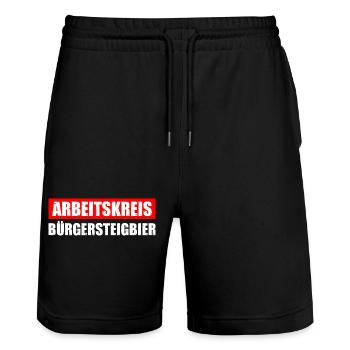 Arbeitskreis Bürgersteigbier Ortskontrollfahrt OKF - Stanley/Stella Unisex Bio Joggingshorts Trainer  - Schwarz - Vorne - Nik (191cm) & Marisol (170cm)