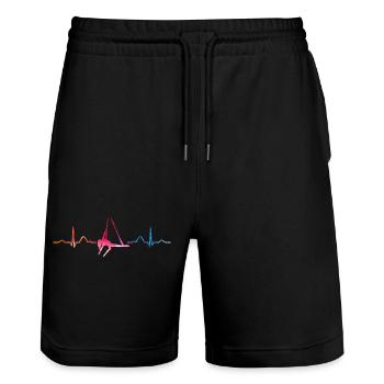 Vertikaltuch Heartbeat Luftakrobatik Aerial Silk - Stanley/Stella Unisex Bio Joggingshorts Trainer  - Schwarz - Vorne - Nik (191cm) & Marisol (170cm)